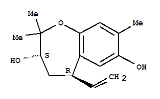Molecular Structure of 161730-08-1 (1-Benzoxepin-3,7-diol,5-ethenyl-2,3,4,5-tetrahydro-2,2,8-trimethyl-, (3S,5R)-)