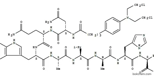 Molecular Structure of 162067-07-4 (L-Leucine,N2-[4-[4-[bis(2-chloroethyl)amino]phenyl]-1-oxobutyl]-L-asparaginyl-L-glutaminyl-L-tryptophyl-L-alanyl-L-valyl-D-alanyl-L-histidyl-,ethyl ester (9CI))