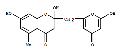 Molecular Structure of 162112-40-5 (4H-1-Benzopyran-4-one,2,3-dihydro-2,7-dihydroxy-2-[(6-hydroxy-4-oxo-4H-pyran-2-yl)methyl]-5-methyl-)