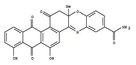 Molecular Structure of 162382-63-0 (8H-Anthra[2,1-a]phenoxazine-3-carboxamide,13,14,15,15a-tetrahydro-7,9-dihydroxy-15a-methyl-8,13,14-trioxo-)