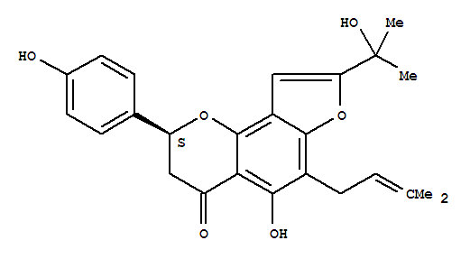 Molecular Structure of 162616-69-5 (4H-Furo[2,3-h]-1-benzopyran-4-one,2,3-dihydro-5-hydroxy-8-(1-hydroxy-1-methylethyl)-2-(4-hydroxyphenyl)-6-(3-methyl-2-buten-1-yl)-,(2S)-)