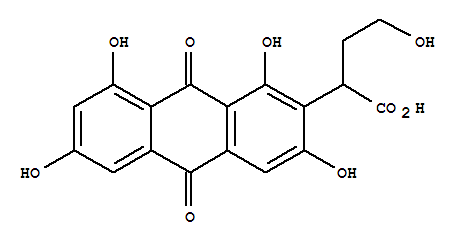 Molecular Structure of 162797-35-5 (2-Anthraceneaceticacid, 9,10-dihydro-1,3,6,8-tetrahydroxy-a-(2-hydroxyethyl)-9,10-dioxo-)