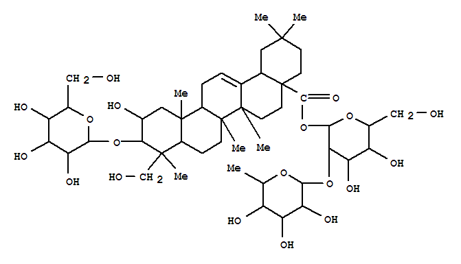 Olean-12-en-28-oicacid, 3-(b-D-glucopyranosyloxy)-2,23-dihydroxy-,2-O-(6-deoxy-a-L-mannopyranosyl)-b-D-glucopyranosyl ester, (2b,3b,4a)- (9CI)