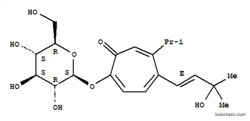 Molecular Structure of 163135-93-1 (2,4,6-Cycloheptatrien-1-one,2-(b-D-glucopyranosyloxy)-5-[(1E)-3-hydroxy-3-methyl-1-buten-1-yl]-6-(1-methylethyl)-)