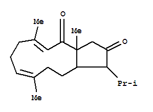Molecular Structure of 163135-98-6 (2,4-Cyclopentacycloundecenedione,1,3,3a,7,8,11,12,12a-octahydro-3a,6,10-trimethyl-1-(1-methylethyl)-,(1R,3aR,5Z,9Z,12aR)-rel-(-)- (9CI))