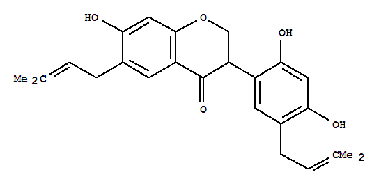 Molecular Structure of 163136-01-4 (4H-1-Benzopyran-4-one,3-[2,4-dihydroxy-5-(3-methyl-2-buten-1-yl)phenyl]-2,3-dihydro-7-hydroxy-6-(3-methyl-2-buten-1-yl)-,(-)-)