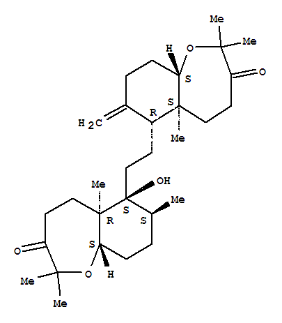 Molecular Structure of 163136-04-7 (1-Benzoxepin-3(2H)-one,6-[2-[(5aS,6R,9aS)-decahydro-2,2,5a-trimethyl-7-methylene-3-oxo-1-benzoxepin-6-yl]ethyl]octahydro-6-hydroxy-2,2,5a,7-tetramethyl-,(5aR,6S,7S,9aS)-)