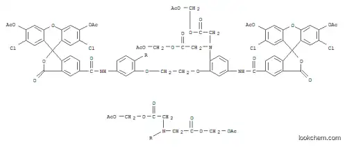 Molecular Structure of 163634-11-5 (Glycine,N,N'-[1,2-ethanediylbis[oxy[4-[[[3',6'-bis(acetyloxy)-2',7'-dichloro-3-oxospiro[isobenzofuran-1(3H),9'-[9H]xanthen]-5-yl]carbonyl]amino]-2,1-phenylene]]]bis[N-[2-[(acetyloxy)methoxy]-2-oxoethyl]-,bis[(acetyloxy)methyl] ester (9CI))
