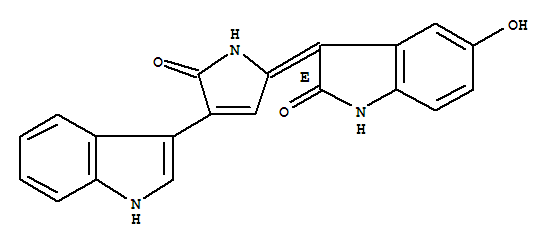 Molecular Structure of 165133-95-9 (2H-Indol-2-one,3-[1,5-dihydro-4-(1H-indol-3-yl)-5-oxo-2H-pyrrol-2-ylidene]-1,3-dihydro-5-hydroxy-,(3E)-)