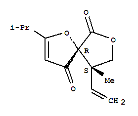 Molecular Structure of 165133-97-1 (1,7-Dioxaspiro[4.4]non-2-ene-4,6-dione,9-ethenyl-9-methyl-2-(1-methylethyl)-, (5R,9S)-)