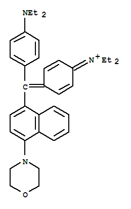 Molecular Structure of 165134-17-8 (Ethanaminium,N-[4-[[4-(diethylamino)phenyl][4-(4-morpholinyl)-1-naphthalenyl]methylene]-2,5-cyclohexadien-1-ylidene]-N-ethyl-)