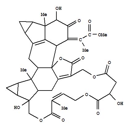 Molecular Structure of 165171-11-9 (Propanoic acid,2-[(1Z,3R,3aS,3bR,4aS,5aS,6S,6aR,7aS,8S,12E,17S,24aS,24bR,27R)-3,3a,3b,4,4a,5,5a,6,6a,7,7a,8,9,11,14,16,17,18,19,24b-eicosahydro-3,8,17-trihydroxy-3a,6,12-trimethyl-2,11,16,19,23-pentaoxo-23H-6,8,24a,22-[1]propanyliden[3]ylidyne-21H,24aH-cyclopropa[r]cycloprop[1,2]acenaphtho[4,5-u][1,5,10,15]tetraoxacyclodocosin-1(2H)-ylidene]-,methyl ester (9CI))
