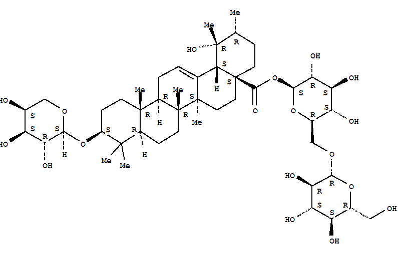 165198-49-2,Urs-12-en-28-oic acid,3-(a-L-arabinopyranosyloxy)-19-hydroxy-,6-O-b-D-glucopyranosyl-b-D-glucopyranosyl ester, (3b)- (9CI),MazusaponinII