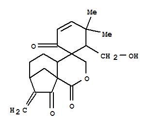 Molecular Structure of 165337-71-3 (Spiro[3-cyclohexene-1,4'(3'H)-[1H-7,9a]methanocyclohepta[c]pyran]-1',2,9'(4'aH)-trione,5',6',7',8'-tetrahydro-6-(hydroxymethyl)-5,5-dimethyl-8'-methylene-,(1S,4'aS,6R,7'R,9'aS)- (9CI))