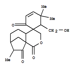Molecular Structure of 165337-72-4 (Spiro[3-cyclohexene-1,4'(3'H)-[1H-7,9a]methanocyclohepta[c]pyran]-1',2,9'(4'aH)-trione,5',6',7',8'-tetrahydro-6-(hydroxymethyl)-5,5,8'-trimethyl-,(1S,4'aS,6R,7'R,8'R,9'aS)- (9CI))