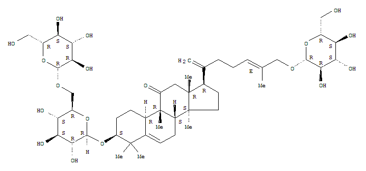Molecular Structure of 165338-25-0 (19-Norlanosta-5,20,24-trien-11-one,3-[(6-O-b-D-glucopyranosyl-b-D-glucopyranosyl)oxy]-26-(b-D-glucopyranosyloxy)-9-methyl-,(3a,9b,10a,24E)- (9CI))