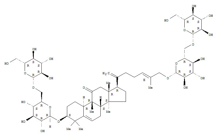 Molecular Structure of 165338-26-1 (19-Norlanosta-5,20,24-trien-11-one,3,26-bis[(6-O-b-D-glucopyranosyl-b-D-glucopyranosyl)oxy]-9-methyl-, (3a,9b,10a,24E)- (9CI))