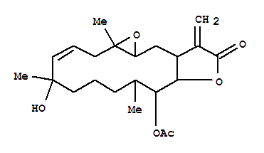 Molecular Structure of 166375-19-5 (Oxireno[4,5]cyclotetradeca[1,2-b]furan-12(1aH)-one,10-(acetyloxy)-2,5,6,7,8,9,10,10a,13,13a,14,14a-dodecahydro-5-hydroxy-1a,5,9-trimethyl-13-methylene-,(1aR,3E,5S,9S,10R,10aR,13aS,14aR)- (9CI))