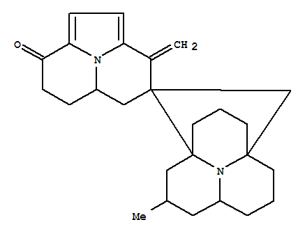 Molecular Structure of 166990-22-3 (Spiro[1H,4H-3a,9a-ethanopyrido[2,1,6-de]quinolizine-11,4'-[4H]pyrrolo[2,1,5-de]quinolizin]-8'(3'H)-one,2,3,5,5',5'a,6,6',6a,7,7',8,9-dodecahydro-8-methyl-3'-methylene-, (3aR,4'R,5'aS,6aS,8R,9aS)-rel-(9CI))