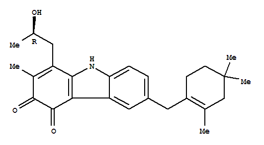 Molecular Structure of 167114-85-4 (3H-Carbazole-3,4(9H)-dione,1-[(2R)-2-hydroxypropyl]-2-methyl-6-[(2,4,4-trimethyl-1-cyclohexen-1-yl)methyl]-)