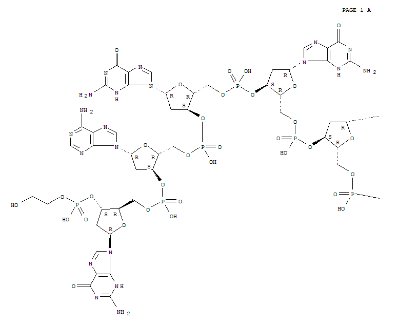 Molecular Structure of 167146-84-1 (3'-Guanylic acid,5'-O-[[3,4-bis(phenylmethoxy)phenyl]methyl]thymidylyl-(3'®5')-2'-deoxyguanylyl-(3'®5')-2'-deoxyguanylyl-(3'®5')-2'-deoxyguanylyl-(3'®5')-2'-deoxyadenylyl-(3'®5')-2'-deoxy-,3'-(2-hydroxyethyl) ester)