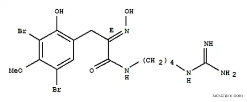 Molecular Structure of 167394-80-1 (Benzenepropanamide,N-[4-[(aminoiminomethyl)amino]butyl]-3,5-dibromo-2-hydroxy-a-(hydroxyimino)-4-methoxy-, (aE)-)