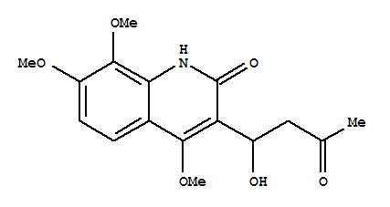Molecular Structure of 168146-20-1 (2(1H)-Quinolinone,3-(1-hydroxy-3-oxobutyl)-4,7,8-trimethoxy-, (-)-)