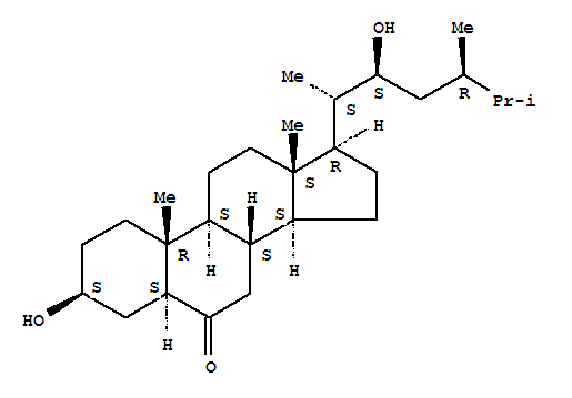 Molecular Structure of 168146-23-4 (Ergostan-6-one,3,22-dihydroxy-, (3b,5a,22S,24R)-)