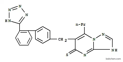 Molecular Structure of 168152-67-8 (2-propyl-3-[[4-[2-(2H-tetrazol-5-yl)phenyl]phenyl]methyl]-1,5,7,9-tetr azabicyclo[4.3.0]nona-2,5,7-triene-4-thione)