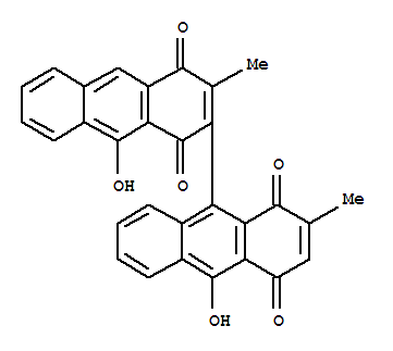 Molecular Structure of 168180-08-3 ([2,9'-Bianthracene]-1,1',4,4'-tetrone,9,10'-dihydroxy-2',3-dimethyl-)