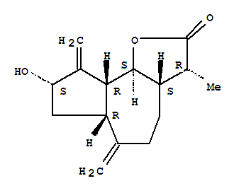 Molecular Structure of 16836-48-9 (Azuleno[4,5-b]furan-2(3H)-one,decahydro-8-hydroxy-3-methyl-6,9-bis(methylene)-, (3R,3aS,6aR,8S,9aR,9bS)-)