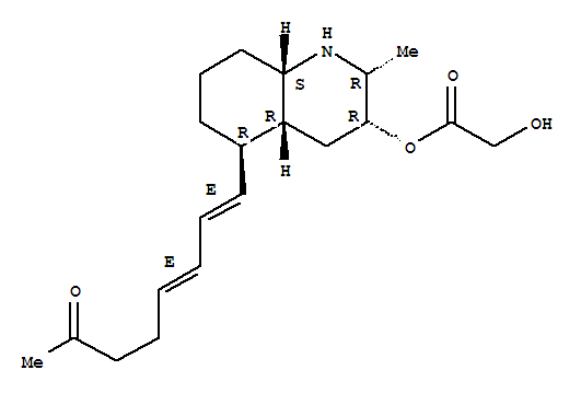 Molecular Structure of 168434-13-7 (Acetic acid,2-hydroxy-,(2R,3R,4aR,5R,8aS)-decahydro-2-methyl-5-[(1E,3E)-7-oxo-1,3-octadien-1-yl]-3-quinolinylester)