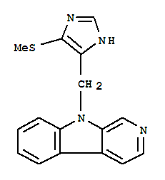 Molecular Structure of 168434-24-0 (9H-Pyrido[3,4-b]indole,9-[[5-(methylthio)-1H-imidazol-4-yl]methyl]-)