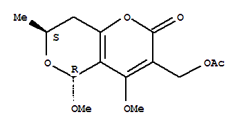 Molecular Structure of 168434-85-3 (2H,5H-Pyrano[4,3-b]pyran-2-one,3-[(acetyloxy)methyl]-7,8-dihydro-4,5-dimethoxy-7-methyl-, (5R,7S)-rel-)