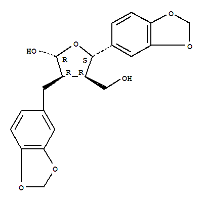 Molecular Structure of 169527-41-7 (3-Furanmethanol,2-(1,3-benzodioxol-5-yl)-4-(1,3-benzodioxol-5-ylmethyl)tetrahydro-5-hydroxy-,(2S,3R,4R,5R)-)
