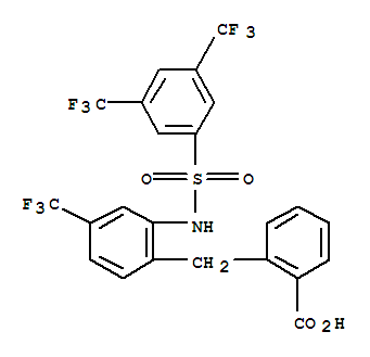 Molecular Structure of 169527-42-8 (Benzoic acid,2-[[2-[[[3,5-bis(trifluoromethyl)phenyl]sulfonyl]amino]-4-(trifluoromethyl)phenyl]methyl]-)