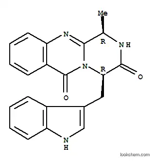 Molecular Structure of 169869-87-8 (2H-Pyrazino[2,1-b]quinazoline-3,6(1H,4H)-dione,4-(1H-indol-3-ylmethyl)-1-methyl-, (1R,4R)-)
