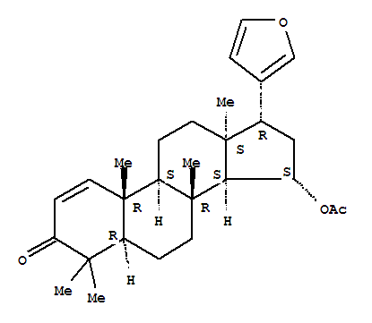Molecular Structure of 170129-79-0 (24-Norchola-1,20,22-trien-3-one,15-(acetyloxy)-21,23-epoxy-4,4,8-trimethyl-, (5a,13a,15a,17a)- (9CI))