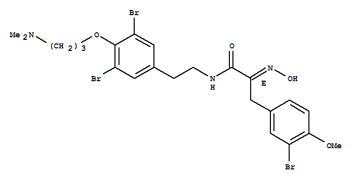 Molecular Structure of 172486-24-7 (Benzenepropanamide,3-bromo-N-[2-[3,5-dibromo-4-[3-(dimethylamino)propoxy]phenyl]ethyl]-a-(hydroxyimino)-4-methoxy-, (aE)-)
