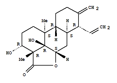 Molecular Structure of 172486-70-3 (4H-Phenanthro[10,1-bc]furan-4-one,7-ethenyltetradecahydro-3,10c-dihydroxy-3a,10b-dimethyl-8-methylene-,(3R,3aR,5aS,6aS,7R,10aR,10bS,10cR)-rel-(+)- (9CI))