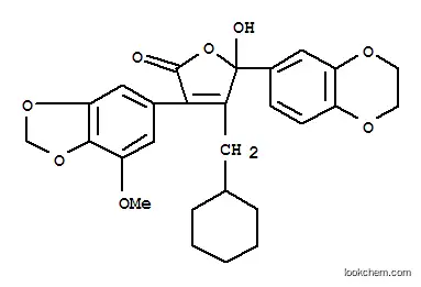 Molecular Structure of 172548-79-7 (2(5H)-Furanone,4-(cyclohexylmethyl)-5-(2,3-dihydro-1,4-benzodioxin-6-yl)-5-hydroxy-3-(7-methoxy-1,3-benzodioxol-5-yl)-)