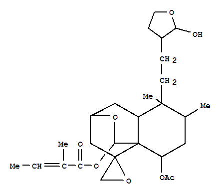 Molecular Structure of 172549-36-9 (2-Butenoic acid,2-methyl-,8-(acetyloxy)hexahydro-5,6-dimethyl-5-[2-(tetrahydro-2-hydroxy-3-furanyl)ethyl]spiro[3H-3,8a-ethano-1H-2-benzopyran-9,2'-oxiran]-1-ylester (9CI))