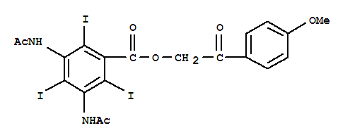 Molecular Structure of 172738-71-5 (Benzoic acid,3,5-bis(acetylamino)-2,4,6-triiodo-, 2-(4-methoxyphenyl)-2-oxoethyl ester)