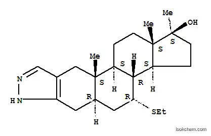 Molecular Structure of 17283-46-4 (2'H-Androst-2-eno[3,2-c]pyrazol-17-ol,7-(ethylthio)-17-methyl-, (5a,7a,17b)- (9CI))
