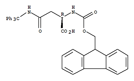 Molecular Structure of 180570-71-2 (D-Asparagine,N2-[(9H-fluoren-9-ylmethoxy)carbonyl]-N-(triphenylmethyl)-)