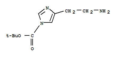 Molecular Structure of 186700-06-1 (1H-Imidazole-1-carboxylicacid, 4-(2-aminoethyl)-, 1,1-dimethylethyl ester)
