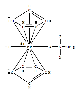 Molecular Structure of 192882-51-2 (Zirconium, bis(h5-2,4-cyclopentadien-1-yl)hydro(trifluoromethanesulfonato-kO)- (9CI))