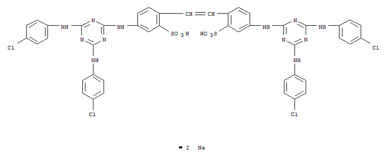 23729-34-2,disodium 4,4'-bis[[4,6-bis(p-chloroanilino)-1,3,5-triazin-2-yl]amino]stilbene-2,2'-disulphonate,2,2'-Stilbenedisulfonicacid, 4,4'-bis[[4,6-bis(p-chloroanilino)-s-triazin-2-yl]amino]-, disodium salt(8CI); Benzenesulfonic acid,2,2'-(1,2-ethenediyl)bis[5-[4,6-bis[(4-chlorophenyl)amino]-1,3,5-triazin-2-yl]amino]-,disodium salt (9CI); WIT 2020