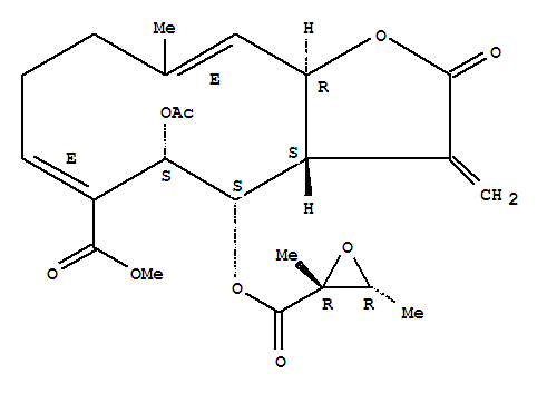 5-Acetoxy-4-[[(2,3-dimethyloxiran-2-yl)carbonyl]oxy]-2,3,3a,4,5,8,9,11a-octahydro-10-methyl-3-methylene-2-oxocyclodeca[b]furan-6-carboxylic acid methyl ester