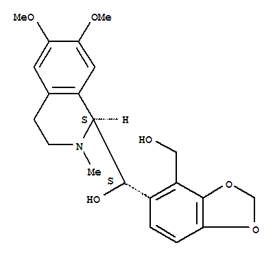 25344-63-2,1,3-Benzodioxole-4,5-dimethanol,a5-[(1S)-1,2,3,4-tetrahydro-6,7-dimethoxy-2-methyl-1-isoquinolinyl]-,(a5S)-,1,3-Benzodioxole-4,5-dimethanol,a5-(1,2,3,4-tetrahydro-6,7-dimethoxy-2-methyl-1-isoquinolinyl)-,[S-(R*,R*)]-; Adluminediol (8CI)